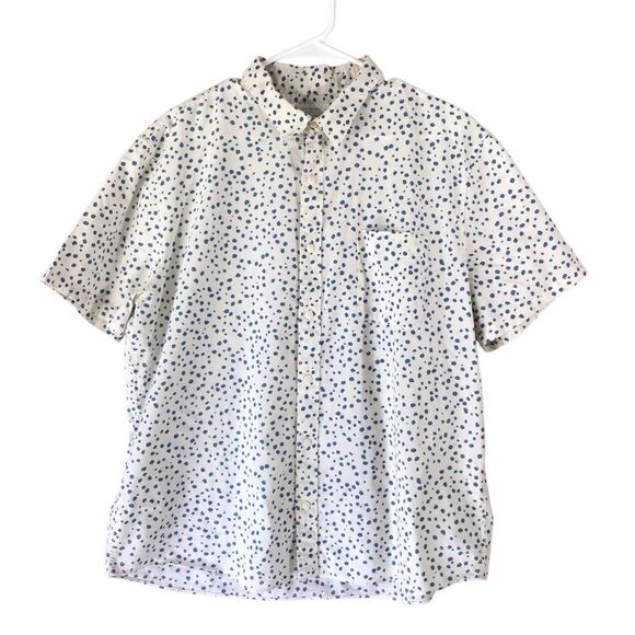 Lucky Brand Polka Dot Cotton/Linen Blend Short Sleeve Button Up Shirt Size XL - Picture 1 of 13